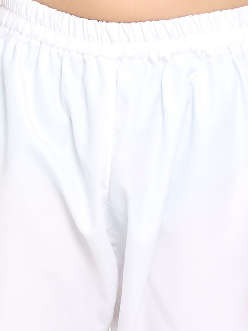 Boy's Lavender Woven Jacket With White Kurta And Pyjama Set